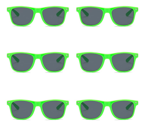 6 Paquetes De Neón Colores Unisex De 80 Gafas De Sol Retro C