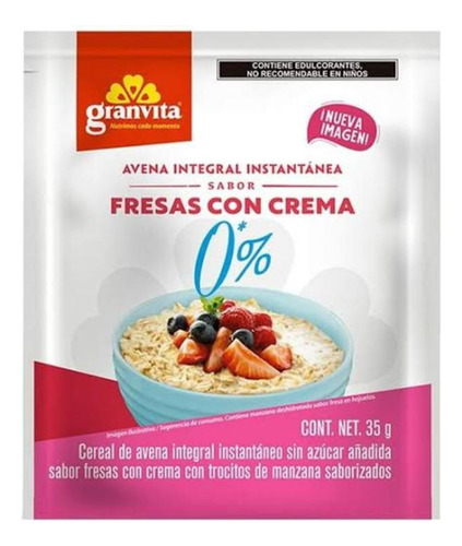 Granvita Avena Integral Instantanea Fresas Con Crema 35g
