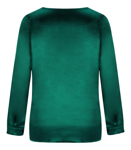 Imagen 6 de 8 de Blusa De Satén Para Mujer X L1012 Con Cuello En V, Color Lis