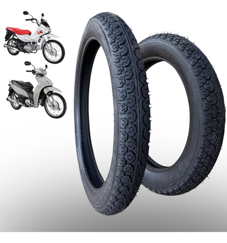 Par De Pneu Biz Pop 100 110 125 / 80-100-14 + 60-100-17