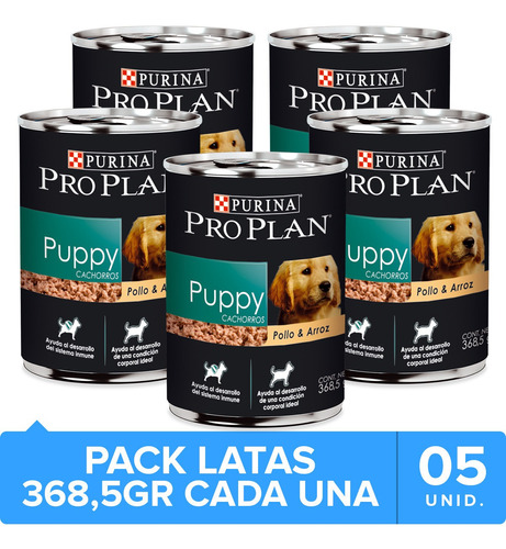 Alimento Pro Plan Lata Para Cachorros 368.5gr Pack 5unidades