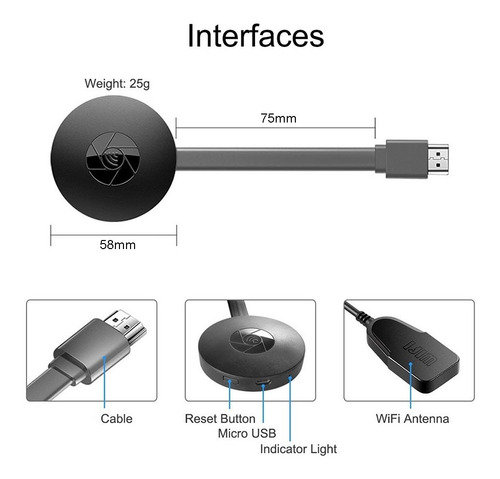 Imagen 4 de 6 de Usb Wifi Mirascreen G2 1080p Alta Definición Tv Soporte