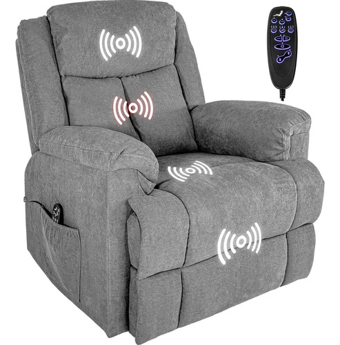 Sillon Sofa Electrico Masajeador Elevacion Temperatura Calor Color Gris