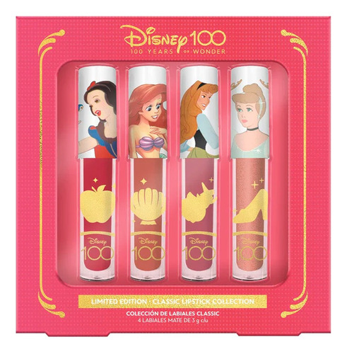 Kit 4 Labiales Colección Inspirada Princesas De Disney 100