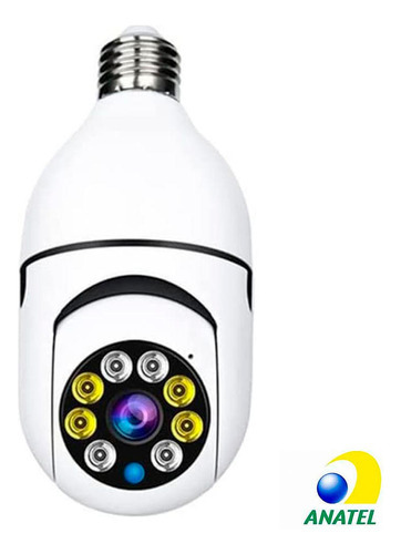 Câmera Full Hd Wifi Smart 360º Com Soquete Controle Via App Cor Branco