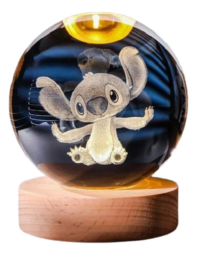 Lampara Esfera Bola Cristal 3d Stitch Stich Luz Gigante Gran Cristal Cristal