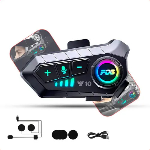 Fone Bluetooth Y10 Capacete Moto IP55 Noise Cancelling Bateria 20h