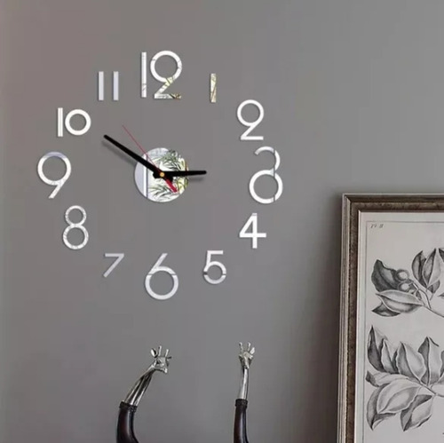 Reloj Pared 3d Espejo Decorativo Minimalista Moderno 50 Cm