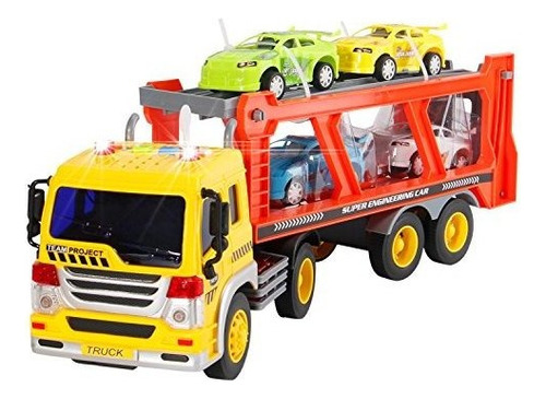Liberty Imports 2-en-1 Friction Powered Car Carrier Truck 1