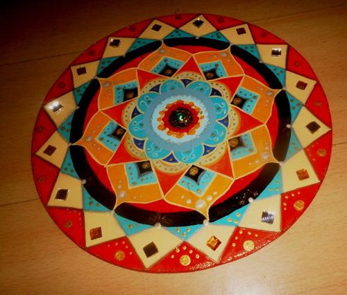 Cuadros Mandalas Pintados A Mano Con Piedras / 40cm Diametro