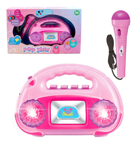 Radio Musical Infantil Brinquedo Com Microfone Luz Pop Star