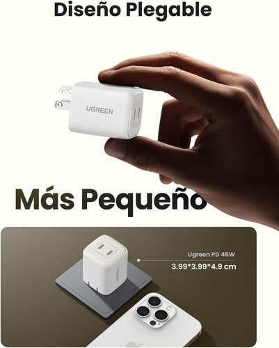 Cargador Ugreen Nexode 45w Dual Usb-c Gan Fast Charger