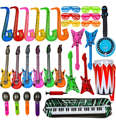 Kit De Juego De Juguetes Inflables Rock Star Party Con 30pz