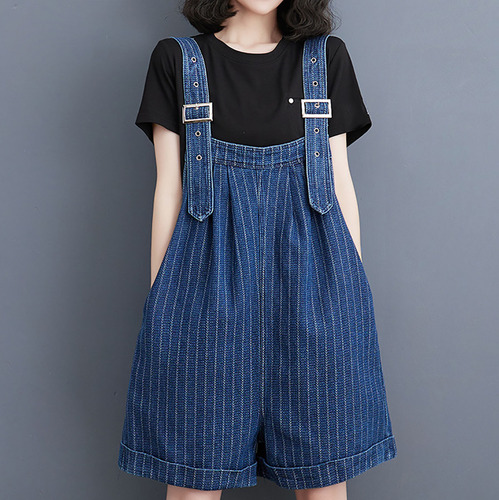 Mono Corto De Mezclilla Con Doble Bolsillo Para Mujer, Talla