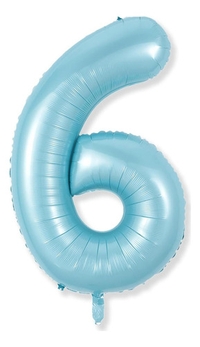 Globo De Número 6 Azul Claro Mylar 101,6 Cm Para Fiestas