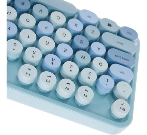 Teclado Sem Fio Ubotie Com Mouse, 2,4 Ghz, Colorido Em Azul