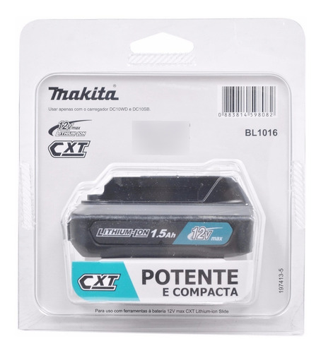 Bateria De Lítio 12v Max Slide Bl1016 1.5 Ah Cxt - Makita