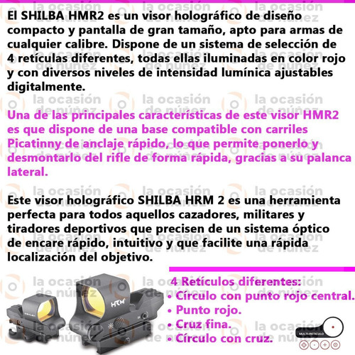 Imagen 3 de 7 de Mira Shilba Hrm2 Holografica Apta Retroceso Visor 1x28 Mm