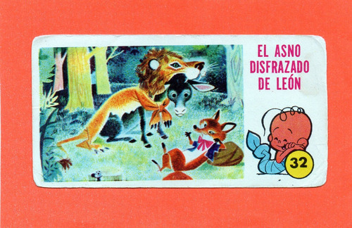 Hijitus 1970. Figurita N°32 El Asno Disfrazado De Leon Mira!