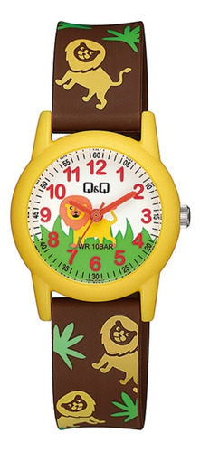 Reloj De Niños Correa Leon Bisel Verde Oscuro Fondo Verde Claro / Huellas