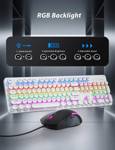 «combo De Teclado Y Ratón Para Juegos Typewriter, Retro De 1