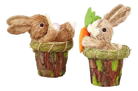 Adorno De Conejito De Pascua Decoración De Escritorio 2pcs