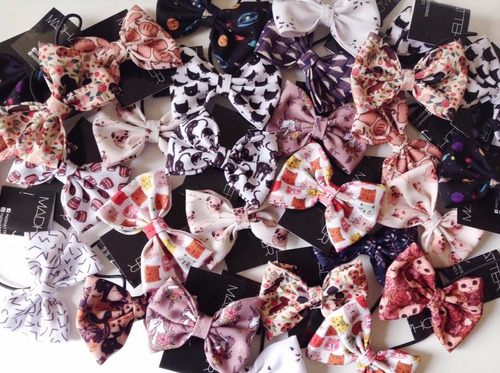 Pack Mayorista Moños Estampados Kawaii 12u.