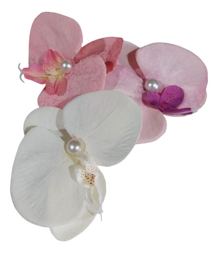 Hebilla De Pelo Flor Gancho Pico Orquìdea Crema