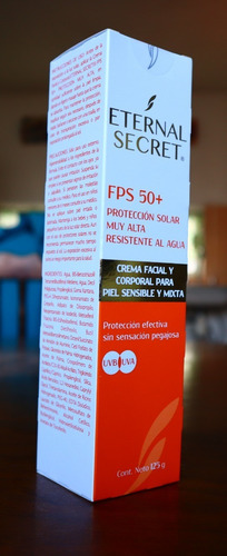 Bloqueador Solar Facial Piel Sensible Eternal Secret Fps 50