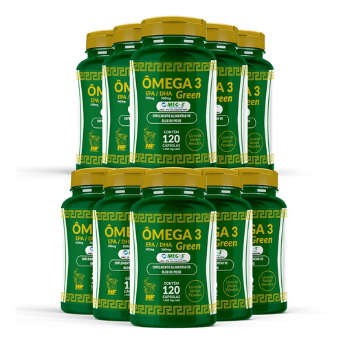 10x Omega 3 1000mg Hf Suplements 120 Caps + Coqueteleira