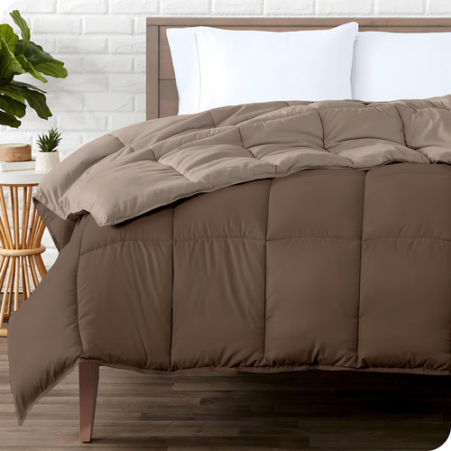 Bare Home - Edredón De Plumón De Ganso Sintético Ultrasuave Color Cacao Y Gris Pardo Diseño De La Tela Reversible