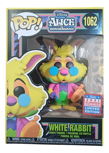 Funko Pop White Rabbit 1062 Black Light (caja C/daños)