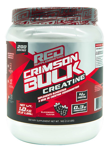 Creatina Monohidratada Crimson Bulk 1 Kg Redline 200 Servs