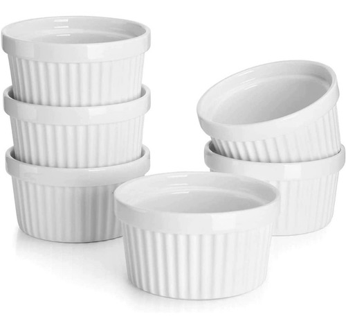 Imagen 2 de 10 de Pack 4 Ramekin Pocillo Blanco Para Horno 270ml