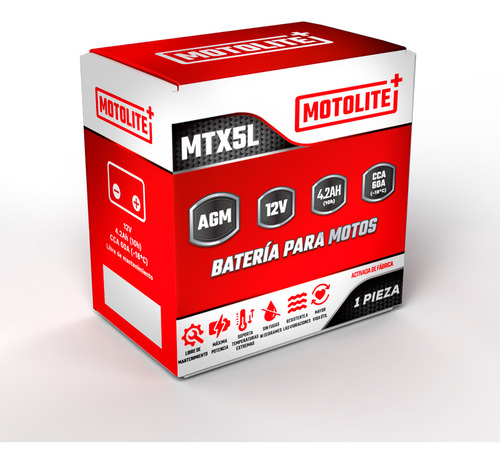 Bateria Moto Motolite Mtx5l Honda Biz 125