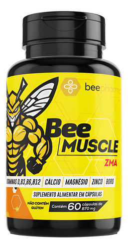 Zma Precursor De Testo Ganho De Massa Bee Muscle 60 Capsulas Sabor Sem Sabor