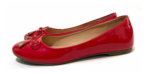 Zapato Plano Sintético Marca Via Uno N*35 Rojo Usado