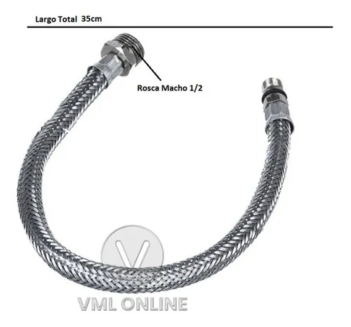 Flexible Monocomando Mallado Agua Para 1era Marca 1 2 X 35cm