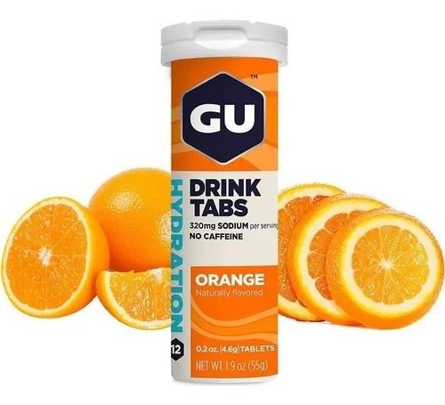 Gu Energy Drink Tabs Con 12tabs C/u Hidratación Electrolitos Sabor Orange