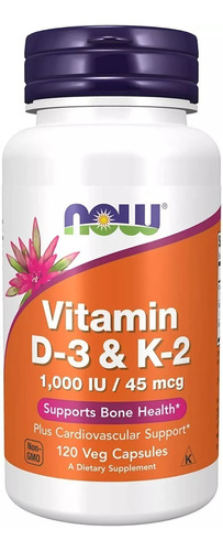 Vitamina D3 Y K2 - 120 Cápsulas Vegetarianas Now