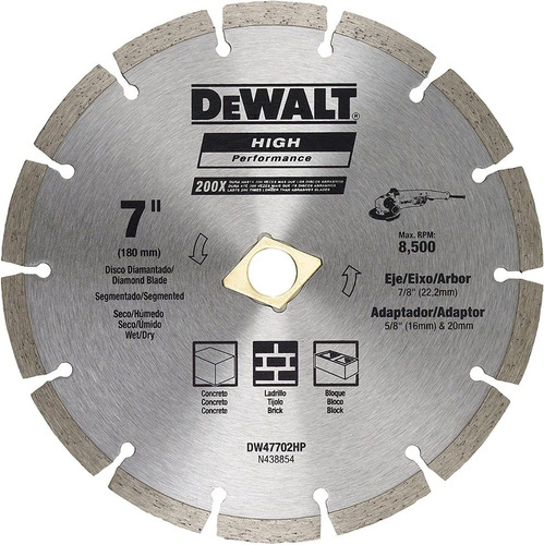 Disco Diamantado Rin Segmentado 7 X 7/8 Dewalt Dw47702hp