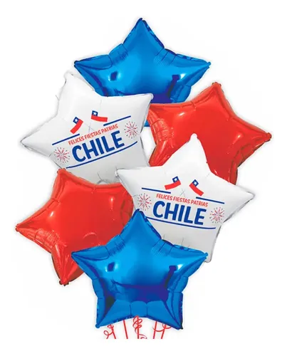 comprar Set Globos Fiestas Patrias Bandera Chile 6pcs Metalizados