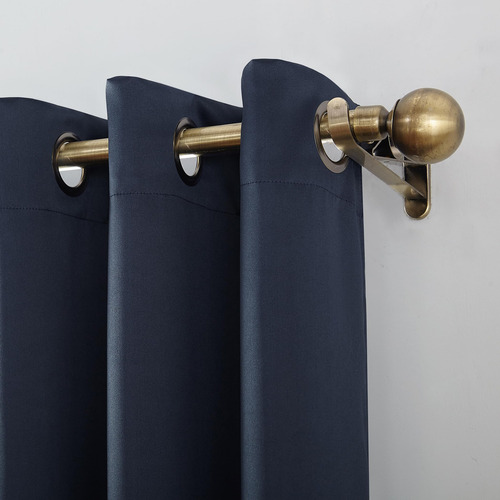 Juego De 2 Paneles De Cortinas Opacas 132 X 137 Cm Azul Mari