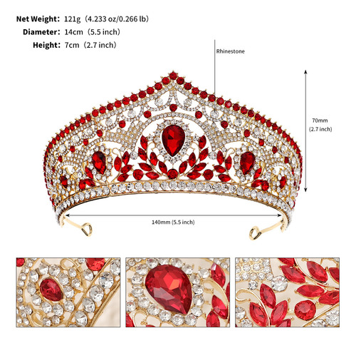 Corona De Tiara De Cristal De Lujo Elegante De 5 Colores