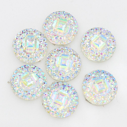 12 Mm Resina Ronda Rhinestone Adornos De Espalda Plana