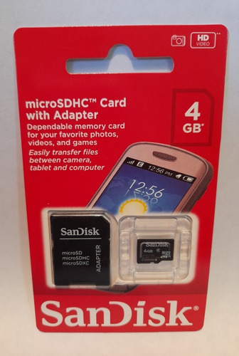 Memoria Micro Sd 4gb Con Adaptador Sandisk