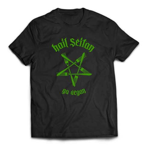 Remera Hail Seitan Go Vegan Veganismo Baphomet Satan Veggie