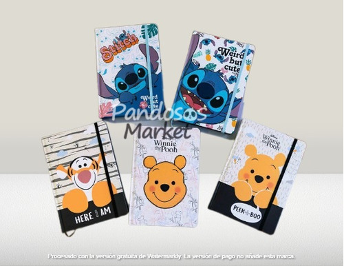 Libretas Disney 100 Años - Agenda A5 Disney Stich/pooh/tiger