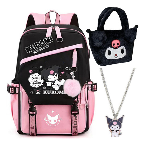 Mochila Kuromi Kawaii, Mochila Y Bolso De Mano, 3 Unidades/k