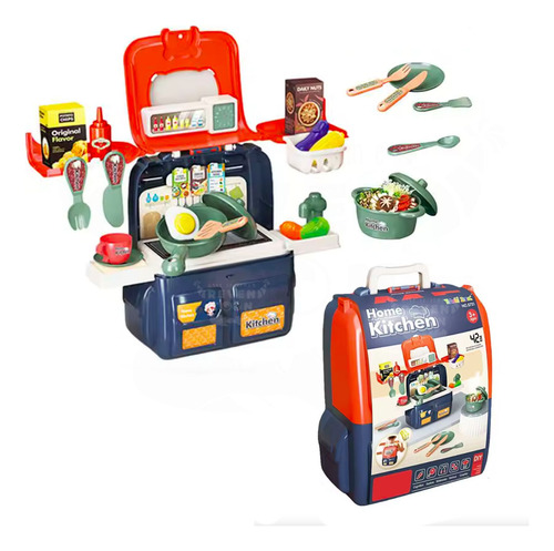 Juguete Set Cocina Mini Mochila Portátil Comidita Cocinar